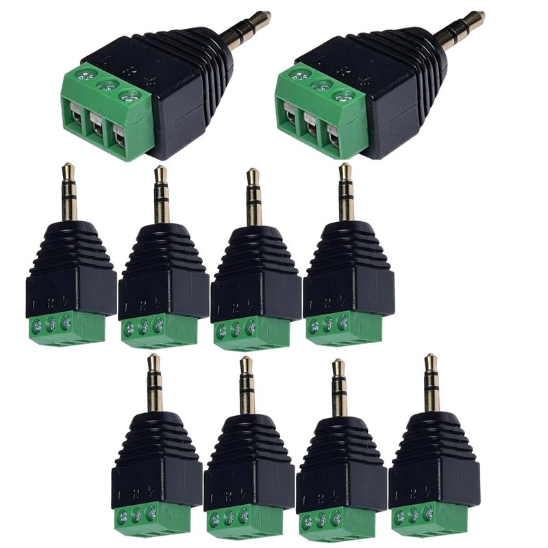 CESS 3.5mm Stereo TRS Male Plug to AV Screw Audio Terminal, Solder-Free, Quick Screw Connection for DIY, Test, Measurement, Surveillance, and Engineering, 10 Pack - Image 1